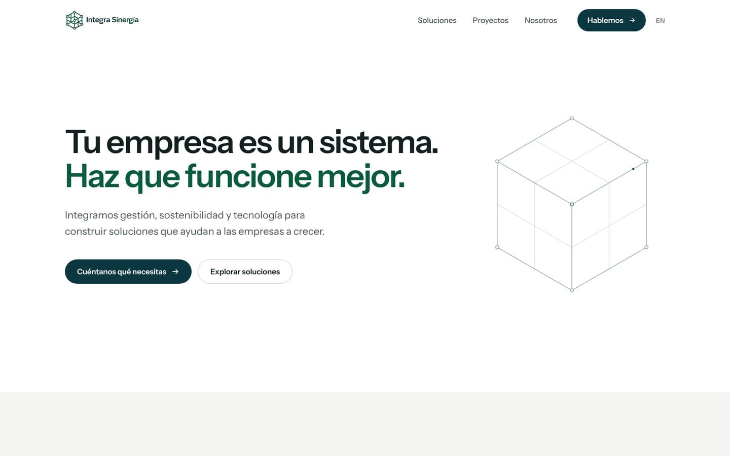 Página de inicio del sitio de Integra Sinergia
